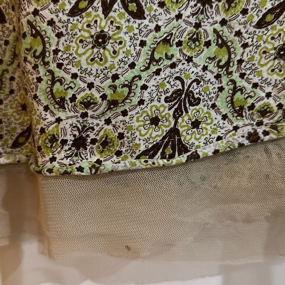 Vintage C. C. Outlaw Jersey Paisley Skirt with Green Gem Detail & Nude Mesh Hem - Picture 11 of 14